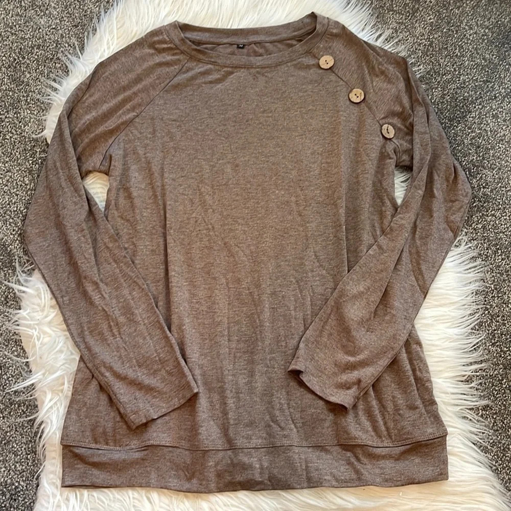 Women’s brown long loose fitting tunic top Medium